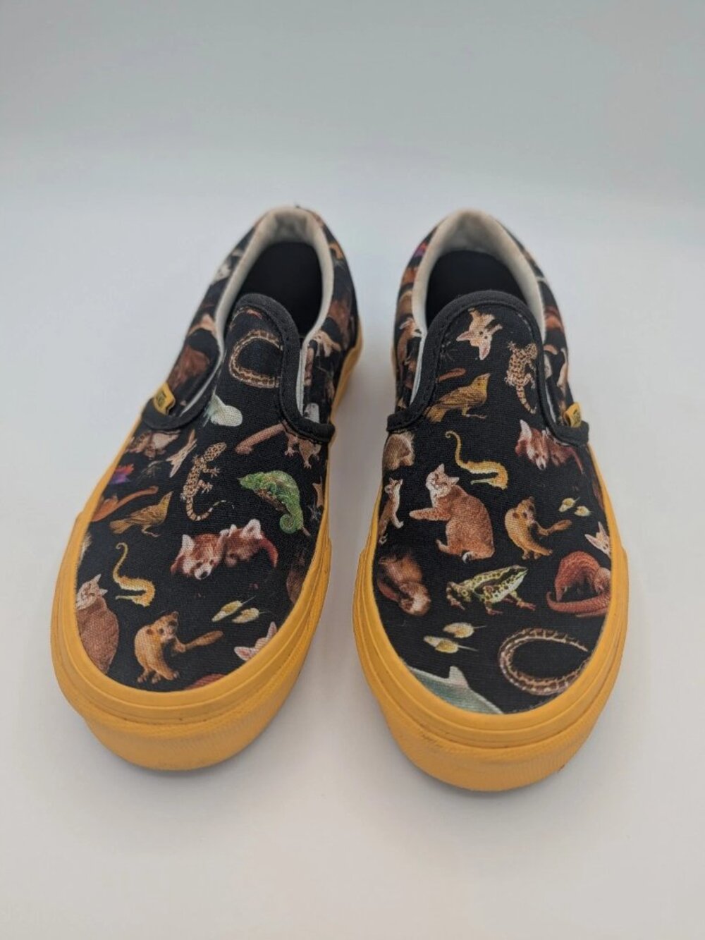 Vans Kids Size 1 Slip-On National Geographic Animal Print Yellow Sole